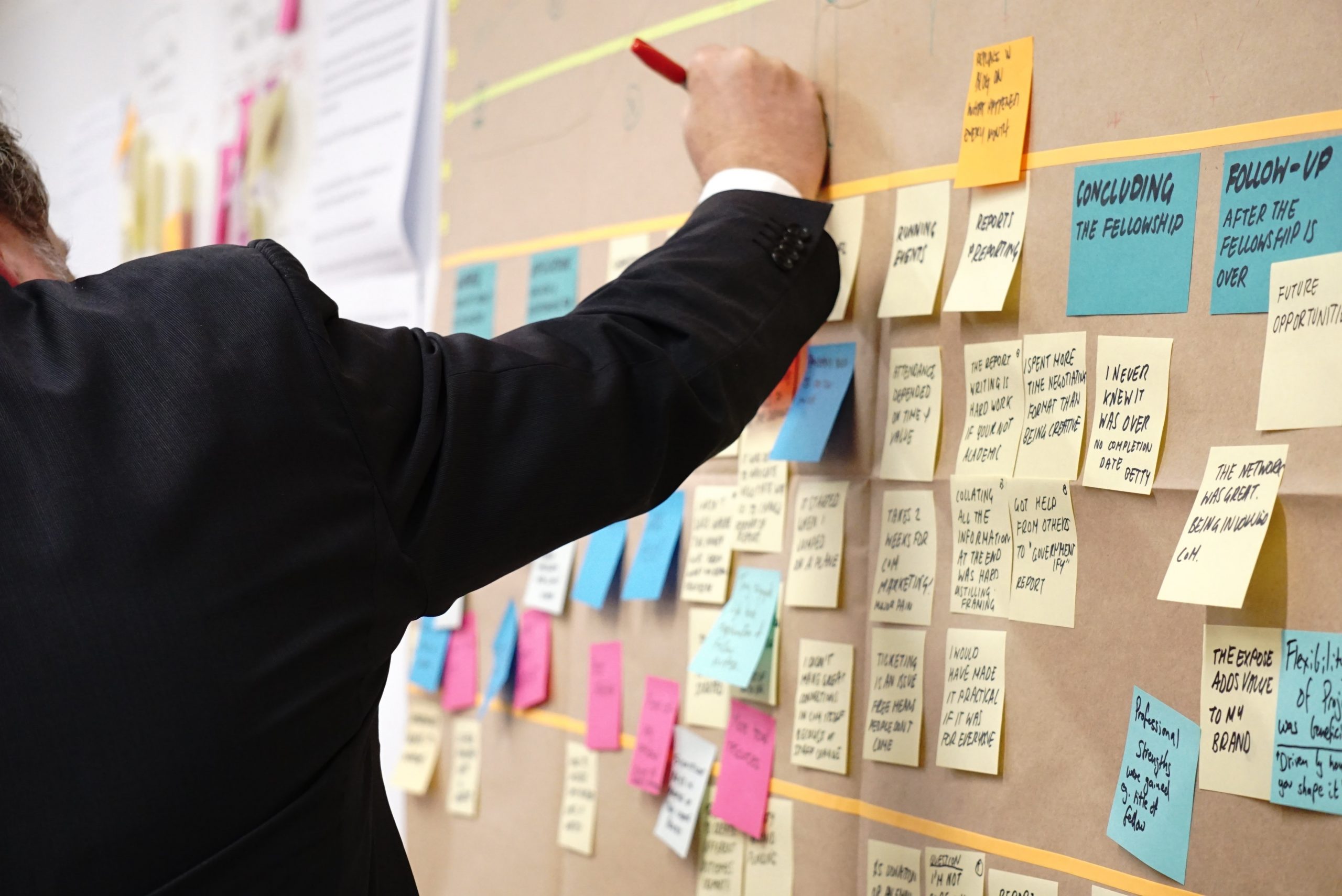 Man making notes on a scrum board